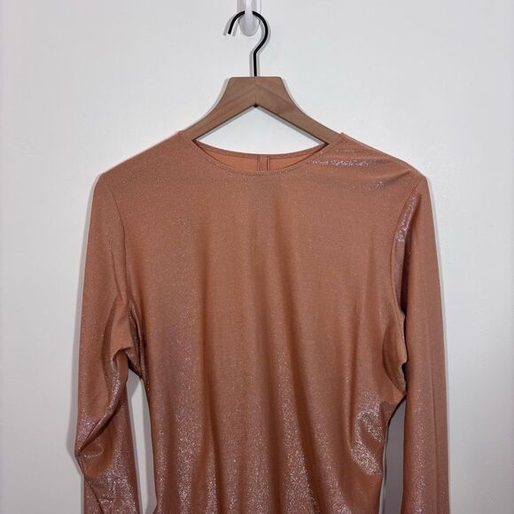 SKIMS Shimmer Long Sleeve Bodysuit Ochre Size 4x NEW with tags Thong - Picture 5 of 16